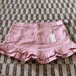 Chic Pink Ruffled Mini Skirt